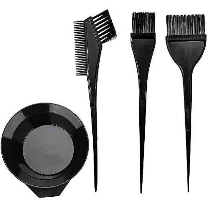 Moonmini Hair Dye Color Brush and Bowl Set, 4Pcs Color Bowl Brushes Tool Mixing Bowl Kit Tint Comb for Hair Tint Dying Coloring Applicator, BLACK, 4 Piece Set - Image 1